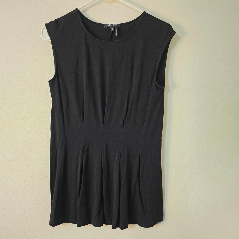 NIC+ZOE Sleeveless Top Womens Small Black Pleated Front Blouse